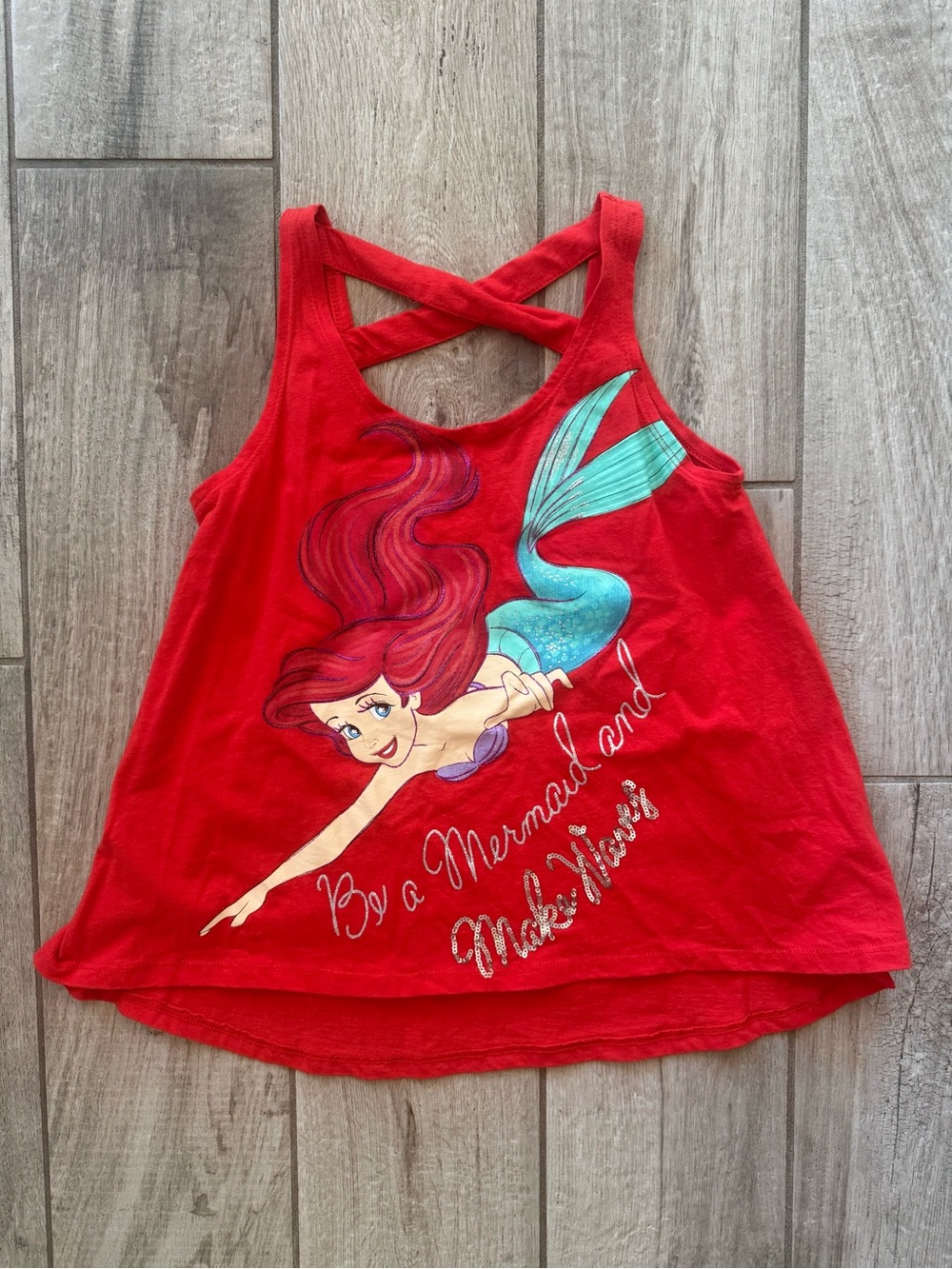 Disney Parks Ariel little mermaid  Red Tee